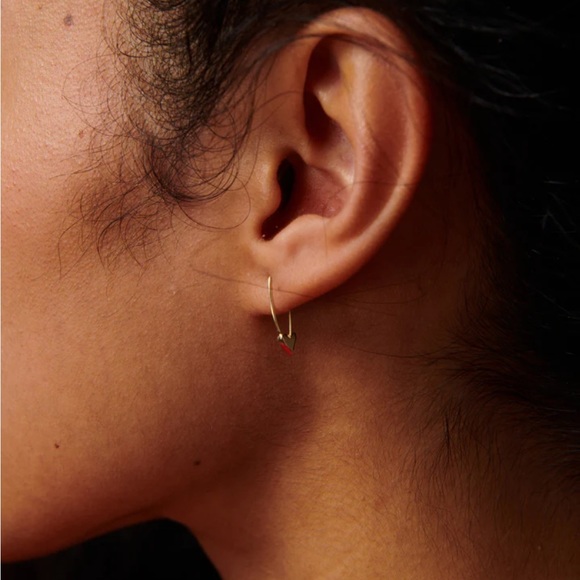 Loren Stuart Gold Mini Heart Safety Pin Earring - Picture 2 of 4